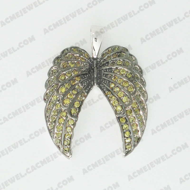 Pendants Brass shiny 2-tone(rhodium / black rhodium plating)