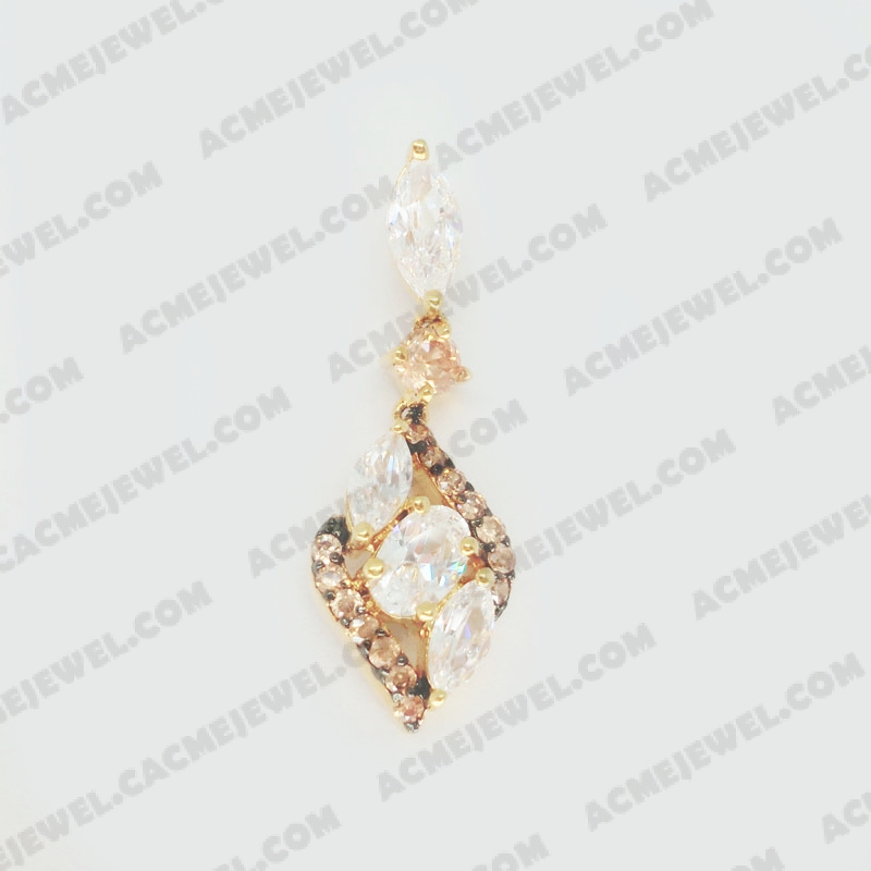 Pendants Brass shiny 2-tone(black rhodium/gold plating)