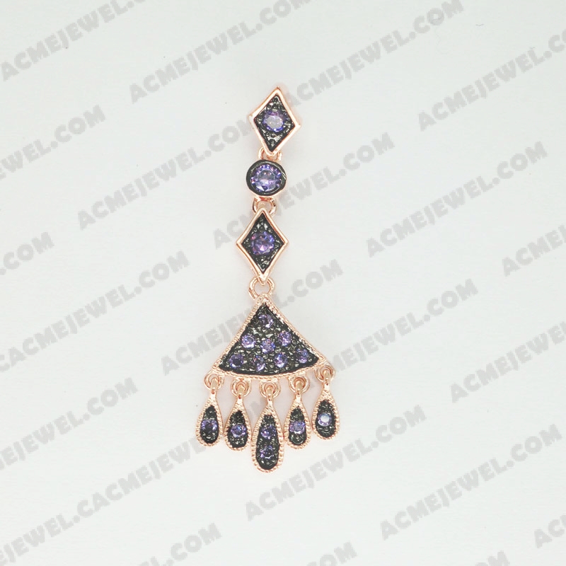 Pendants Brass shiny 2-Tone(Rose Gold / Black Rhodium Plating)