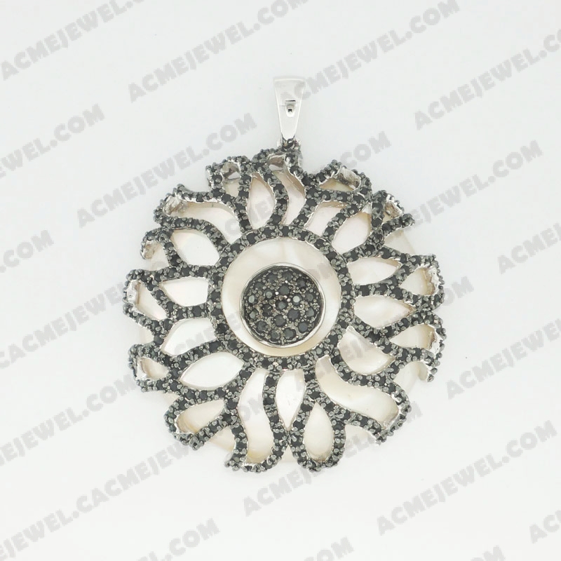 Pendants Brass shiny 2-tone(rhodium / black rhodium plating)