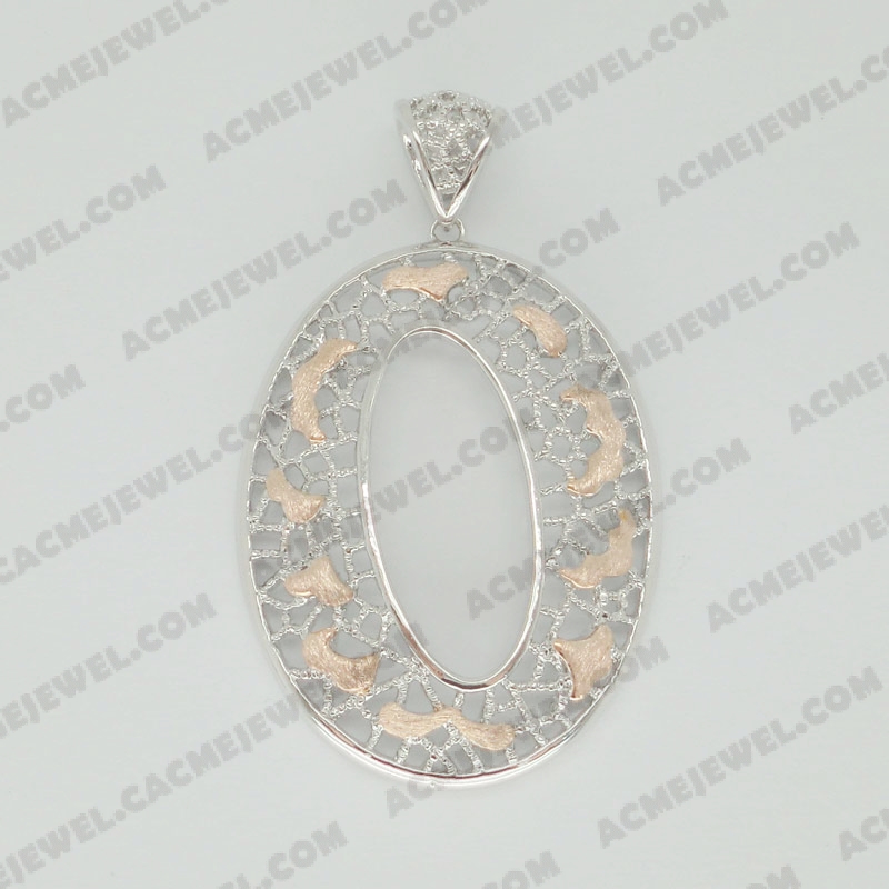Pendants Brass sand / shiny 2-tone(rose gold plating(sand finishing)/rhodium plating)