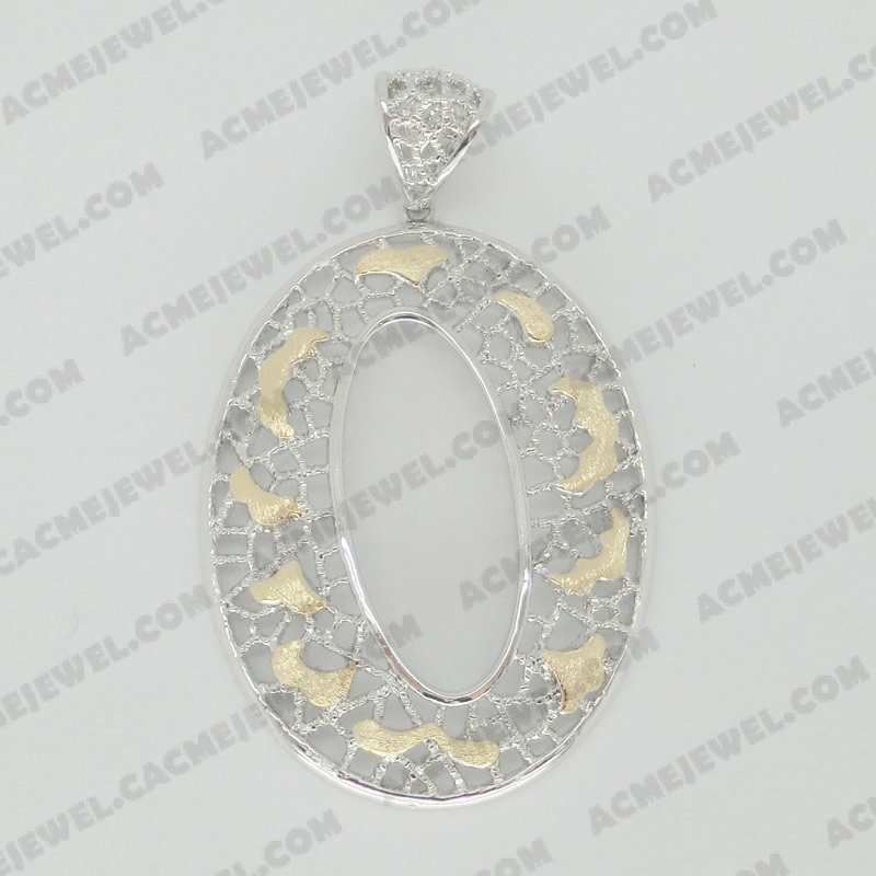 Pendants Brass sand / shiny 2-tone(gold plating(sand finishing)/rhodium plating)