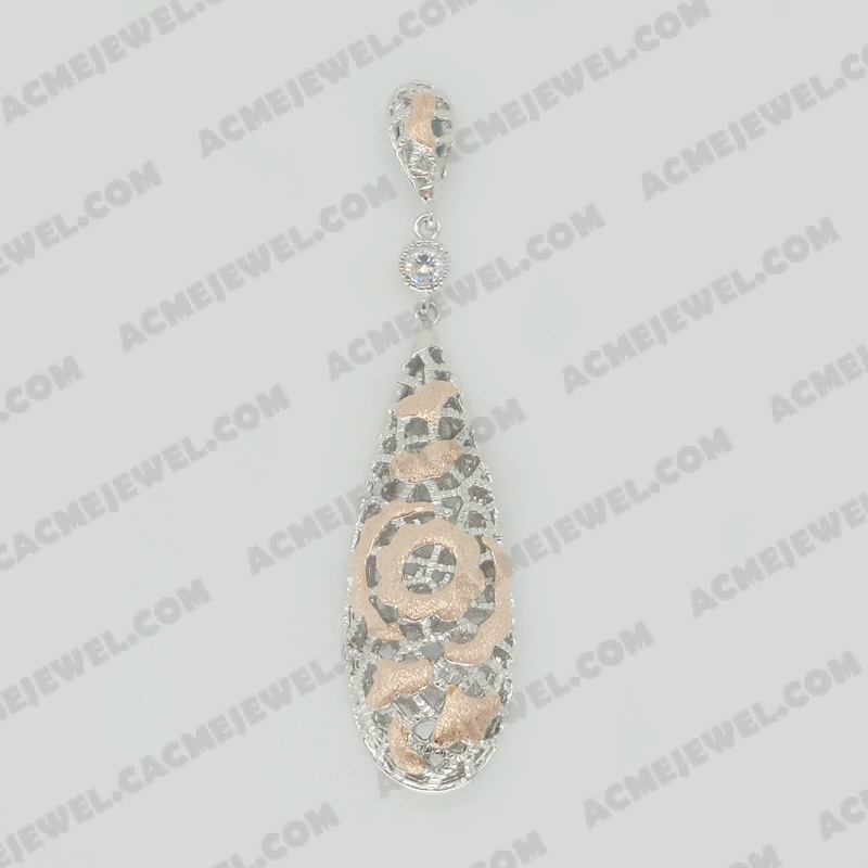Pendants Brass sand / shiny 2-tone(rose gold plating(sand finishing)/rhodium plating)