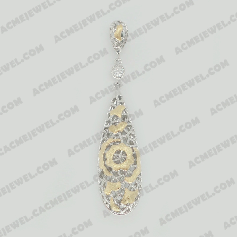 Pendants Brass sand / shiny 2-tone(gold plating(sand finishing)/rhodium plating)
