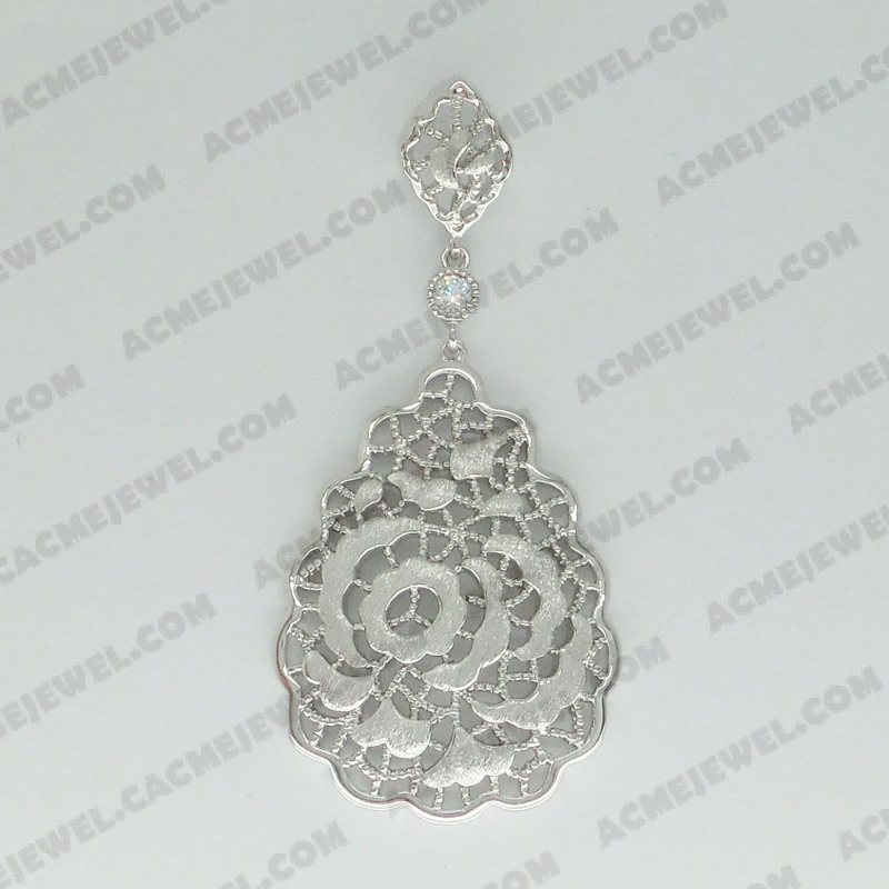 Pendants Brass shiny / sand 2-tone(rhodium plating/rhodium plating(sand finishing))