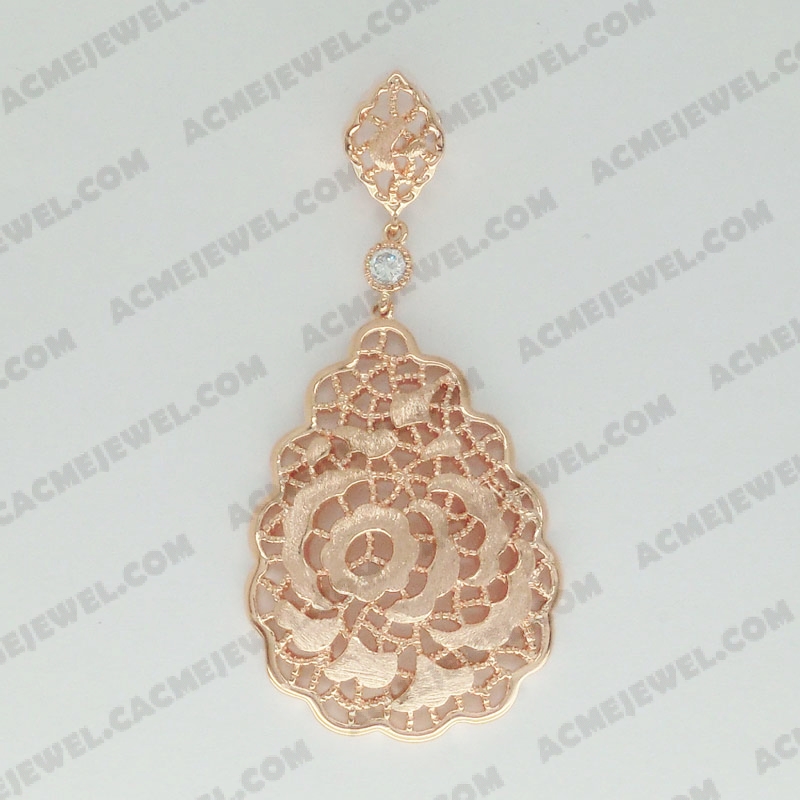 Pendants Brass sand / shiny 2-tone(rose gold plating(sand finishing)/rose gold plating)