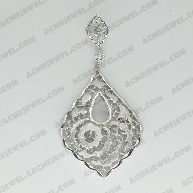 Pendants Brass shiny / sand 2-tone(rhodium plating/rhodium plating(sand finishing))