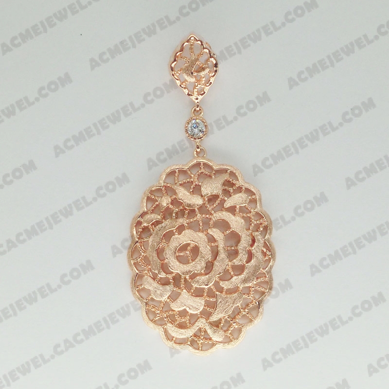 Pendants Brass sand / shiny 2-tone(rose gold plating(sand finishing)/rose gold plating)