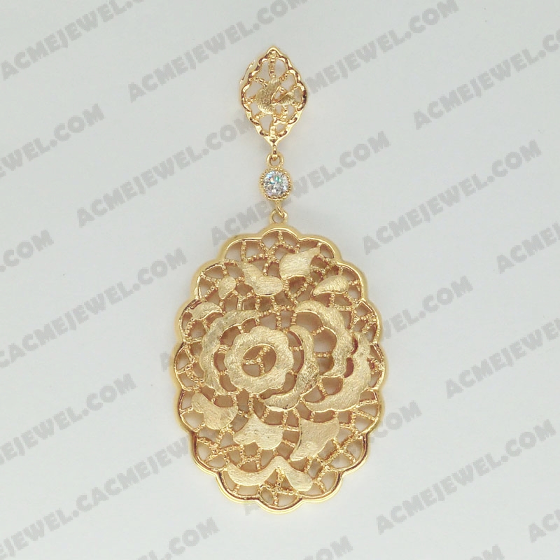 Pendants Brass sand / shiny 2-Tone(Gold Plating(Sand Finishing) / Gold Plating)