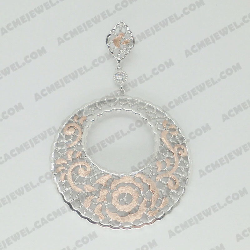Pendants Brass sand / shiny 2-tone(rose gold plating(sand finishing)/rhodium plating)