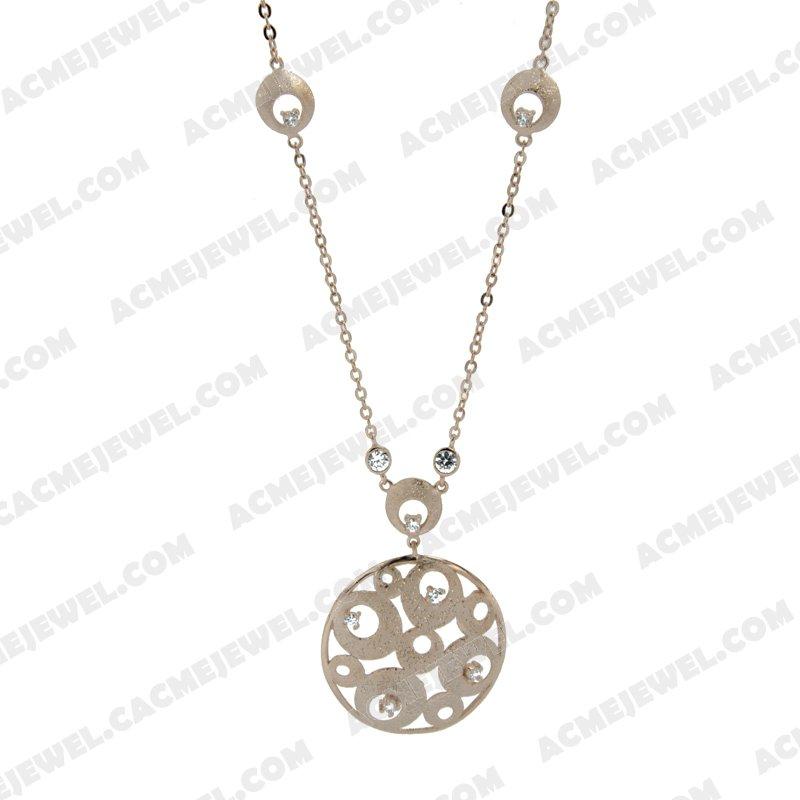 Necklace Silver / Brass  3-tone(rose gold plating / matt rose gold plating / sparkling finishing)