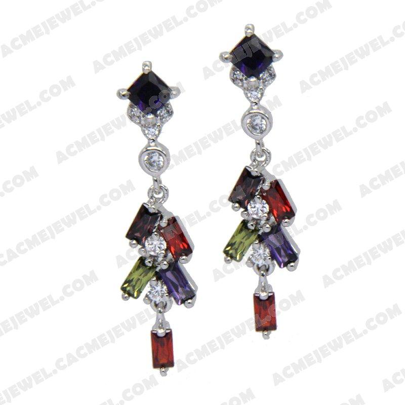 Earrings Silver / Brass  Rhodium plating