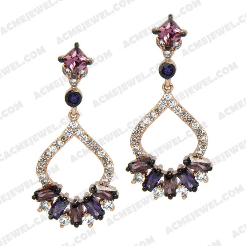 Earrings Silver / Brass  2-tone(rose gold / black rhodium plating)