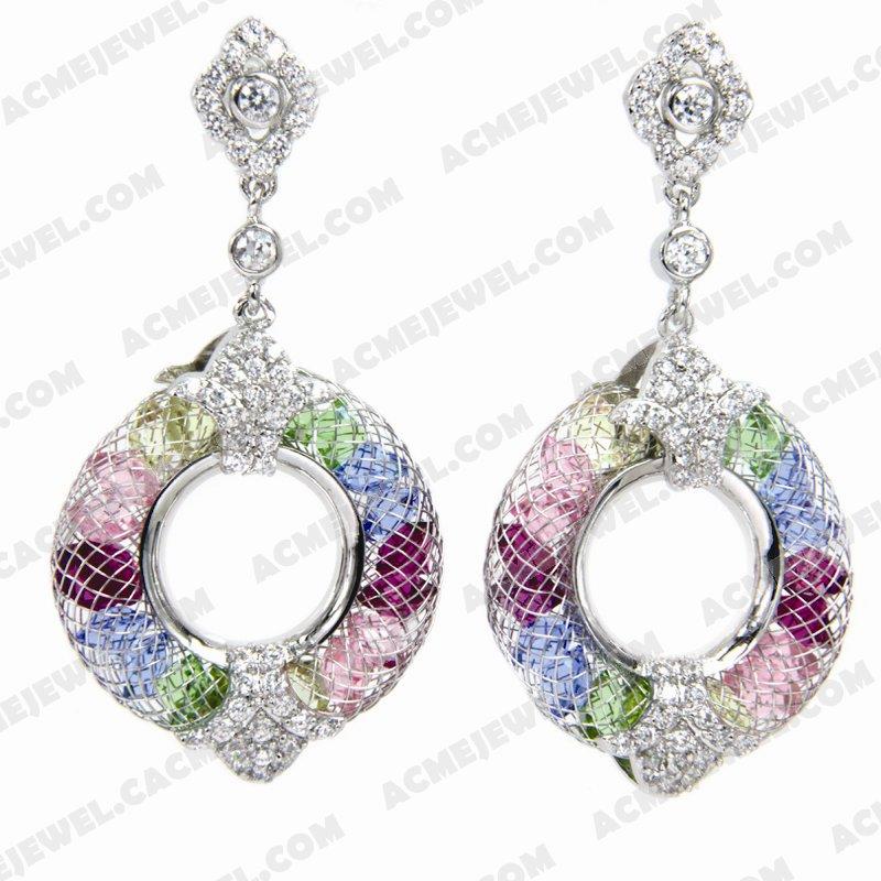 Earrings 925 Sterling Silver  Rhodium 