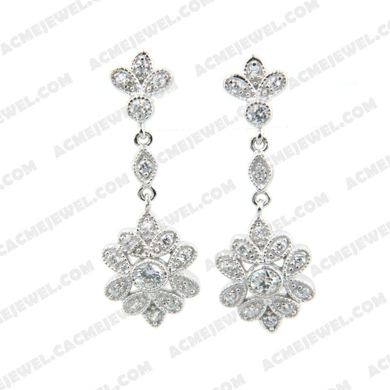 Earrings 925 Sterling Silver  Rhodium 
