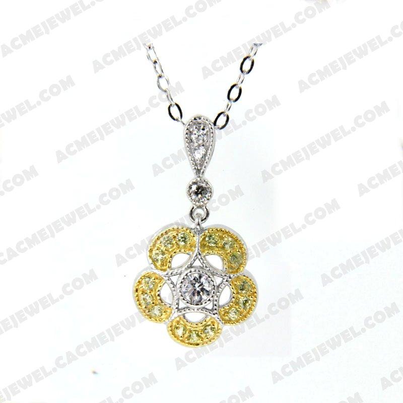 Pendants 925 Sterling Silver 2-tone Rhodium and gold