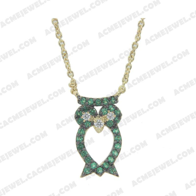 Necklace 925 Sterling Silver 2-tone Gold and black rhodium