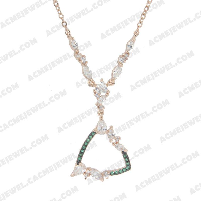 Necklace 925 Sterling Silver 2-tone Rose gold and black rhodium