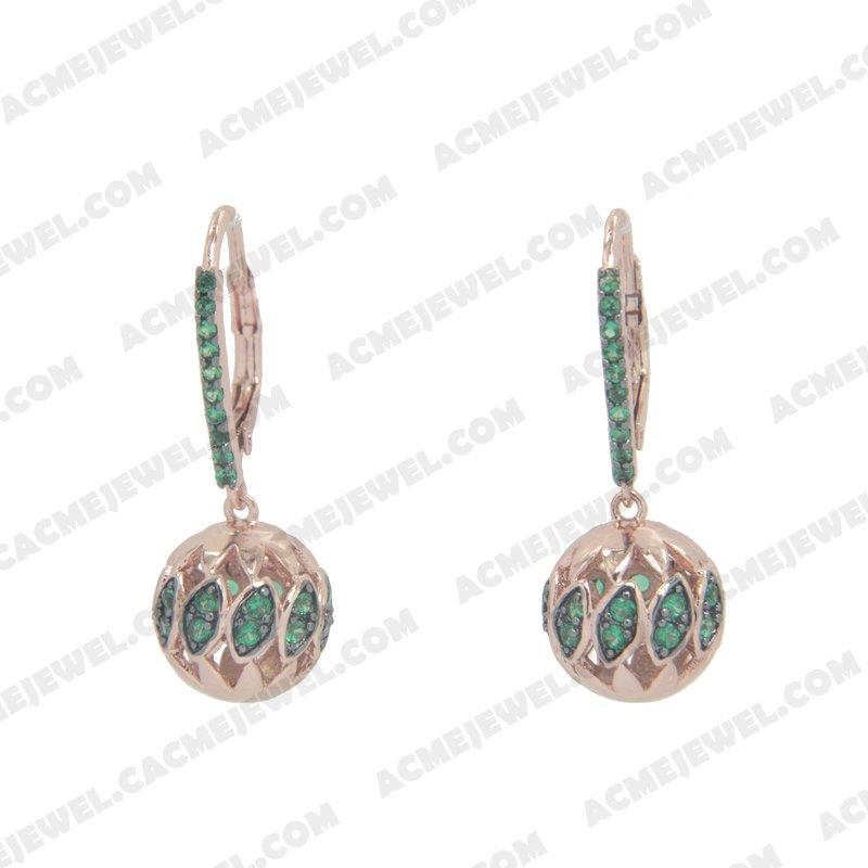 Earrings 925 Sterling Silver 2-tone Rose gold and black rhodium