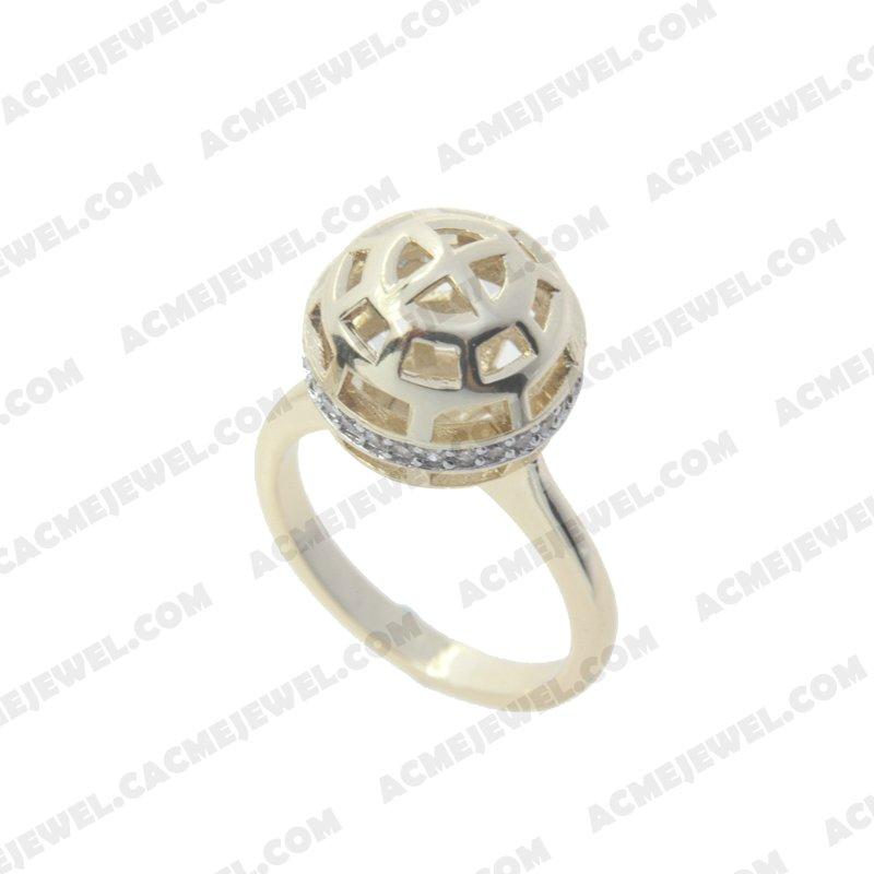 Rings 925 Sterling Silver 2-tone Rhodium and gold