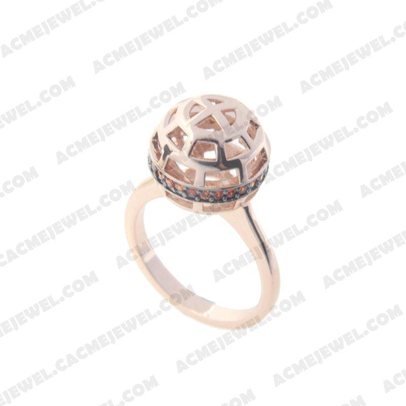 Rings 925 Sterling Silver 2-tone Rose gold and black rhodium