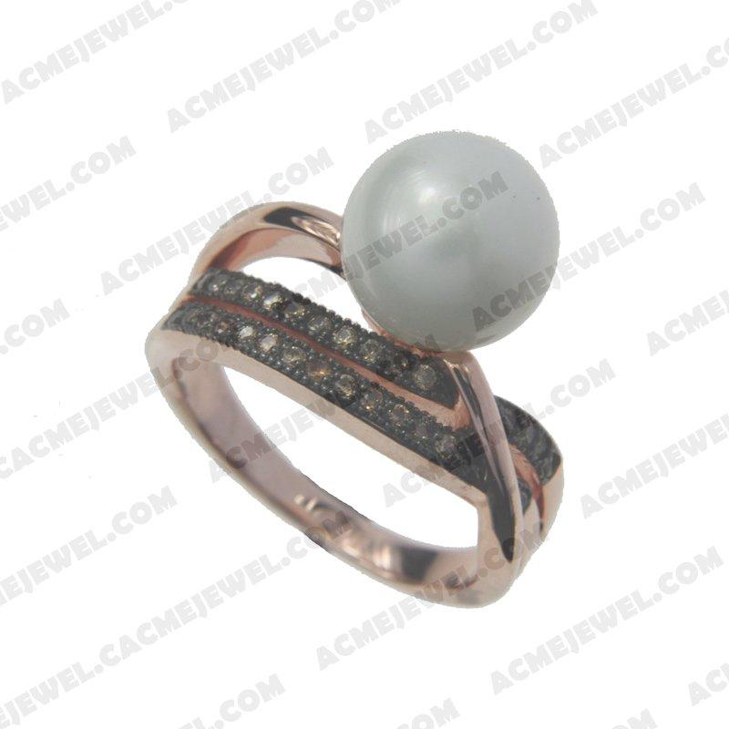 Rings 925 sterling silver  2-tone Rose gold and black rhodium
