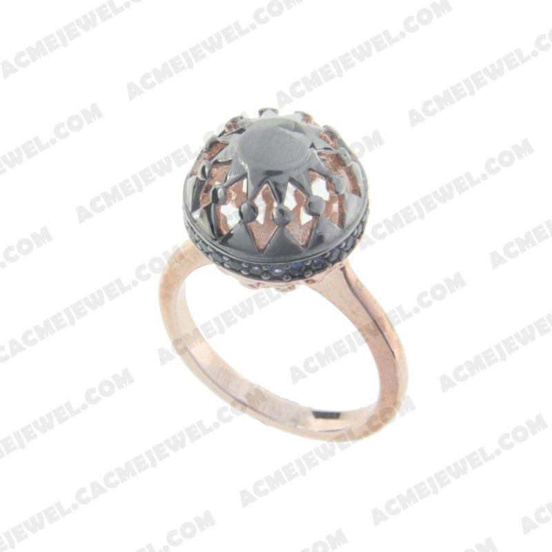 Rings 925 sterling silver  2-tone Rose gold and black rhodium