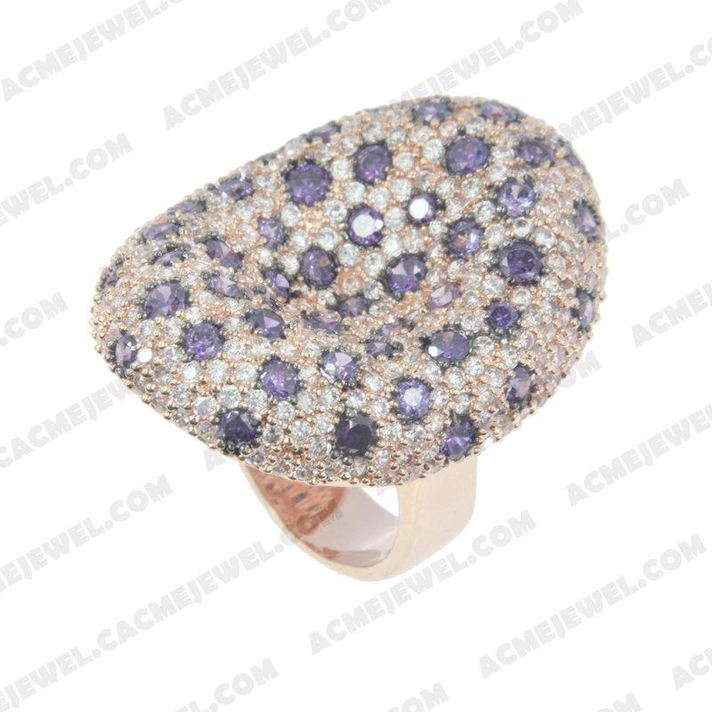 Rings 925 sterling silver  2-tone Rose gold and black rhodium