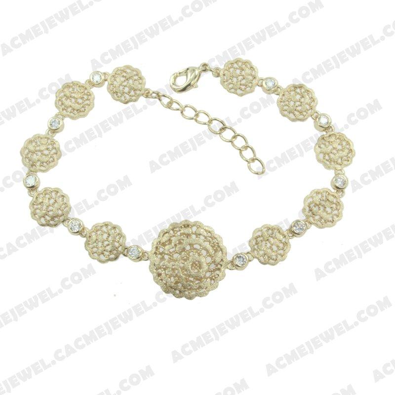 Bracelets & Bangles 925 sterling silver  2-tone Gold and sparkling finish