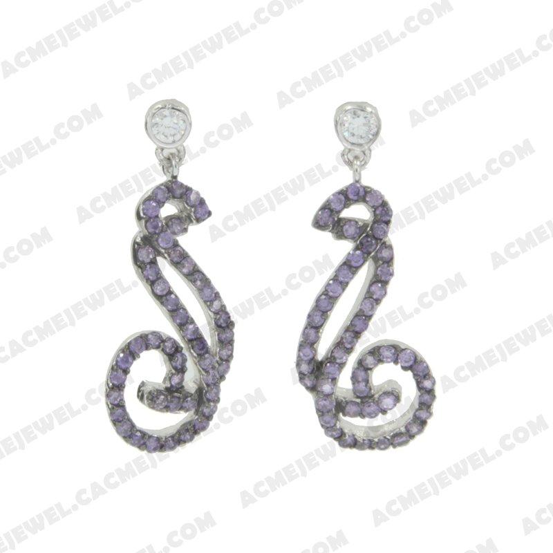 Earrings 925 sterling silver  2-tone Rhodium and black rhodium