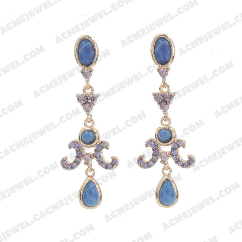 Earrings 925 sterling silver  2-tone Rose gold and black rhodium