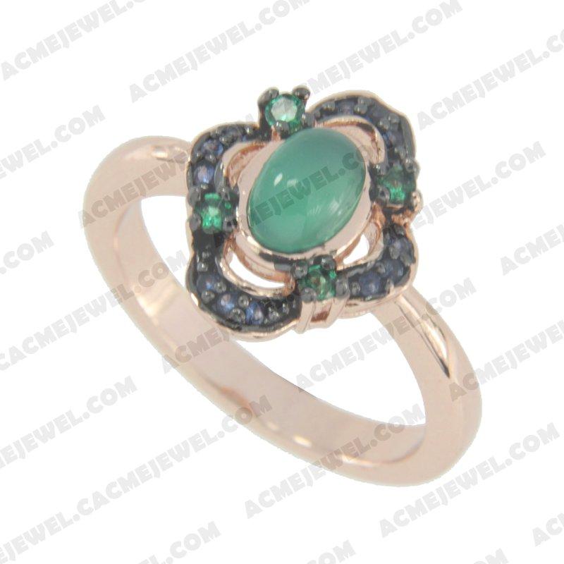 Rings 925 sterling silver  2-tone Rose gold and black rhodium