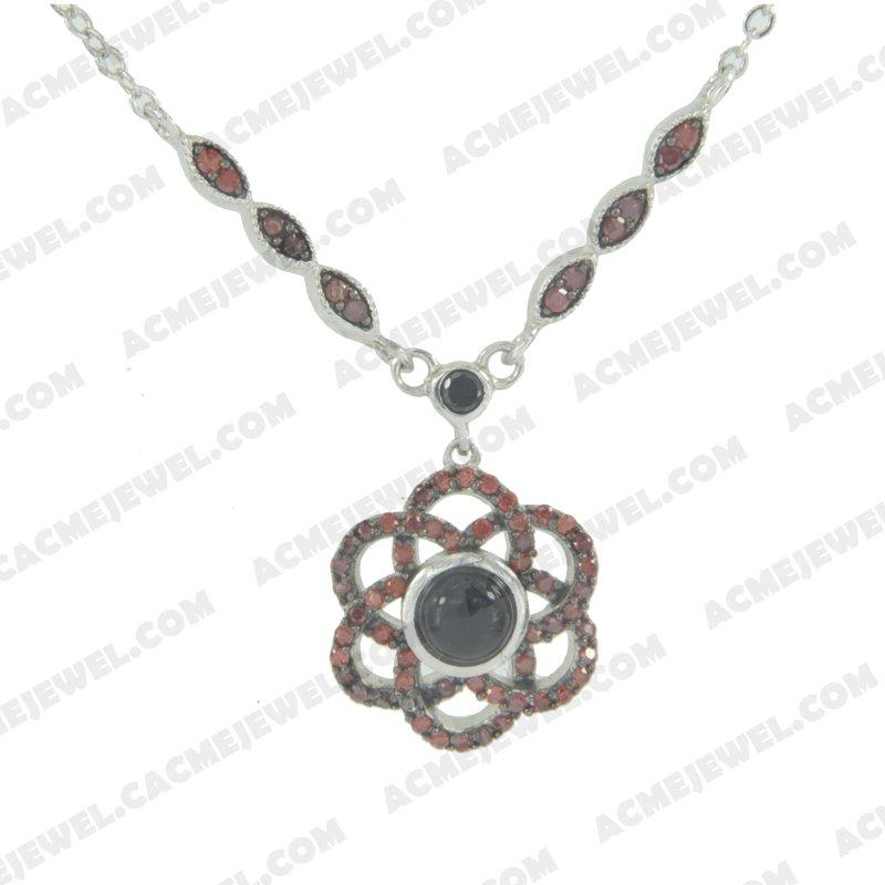 Necklace 925 sterling silver  2-tone Rhodium and black rhodium