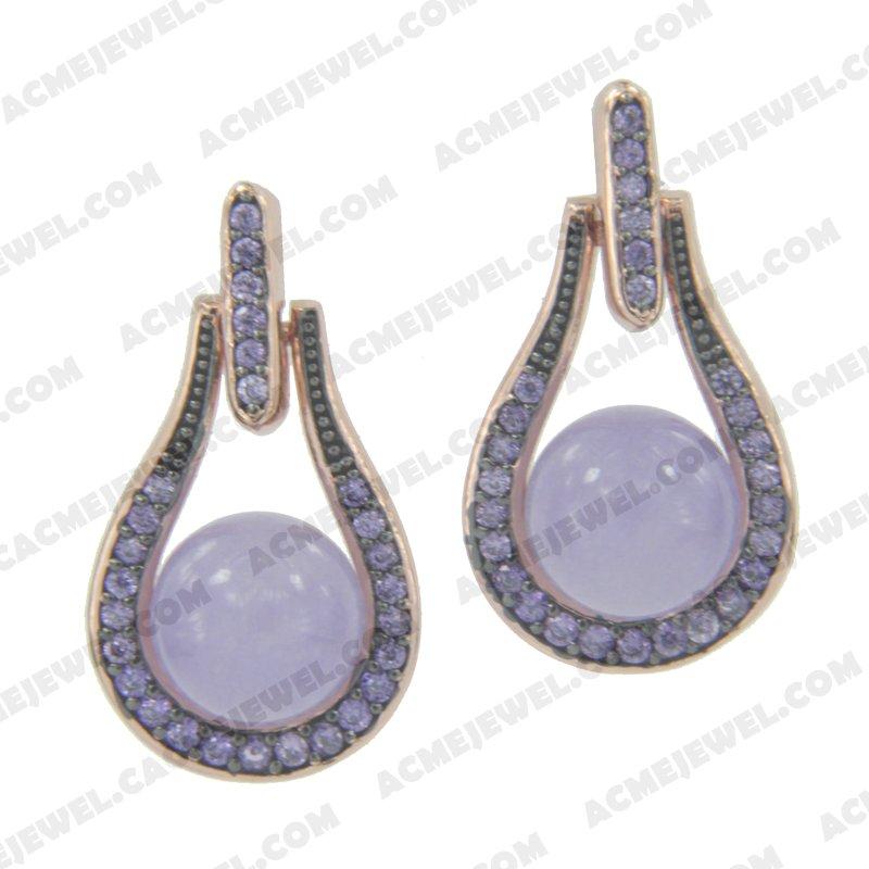 Earrings 925 sterling silver  2-tone Rose gold and black rhodium