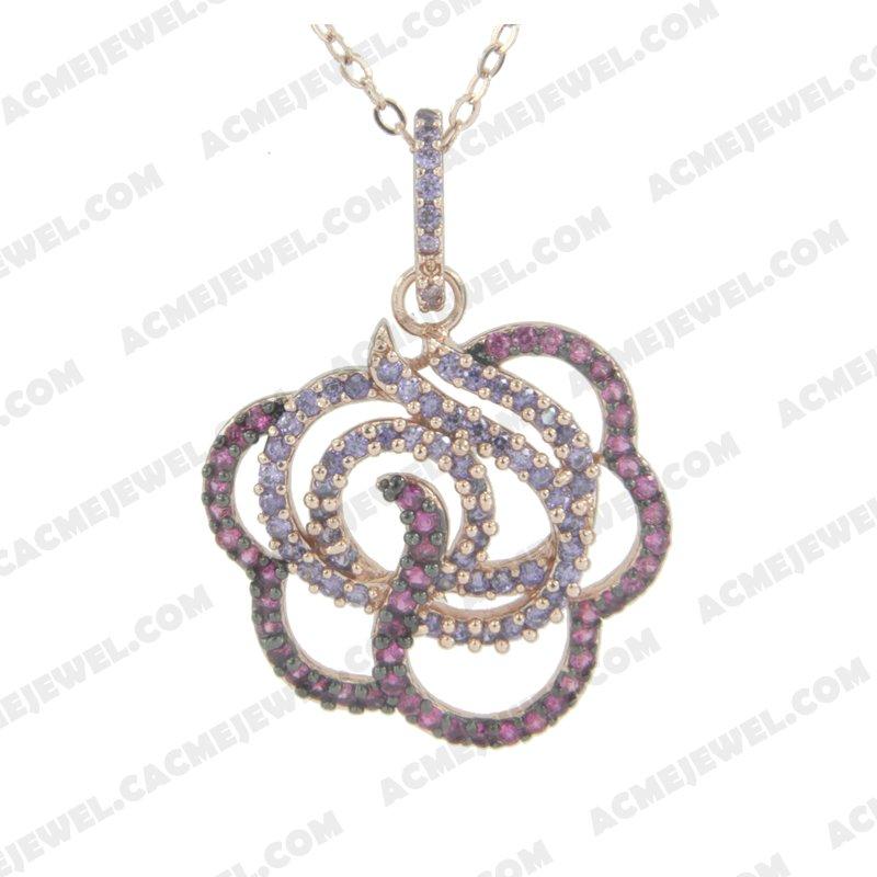 Pendants 925 sterling silver  2-tone Rose gold and black rhodium