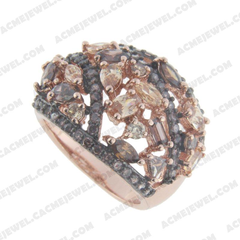 Rings 925 sterling silver  2-tone Gold and black rhodium