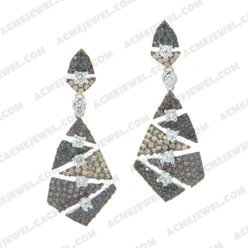 Earrings 925 sterling silver  2-tone Rhodium and black rhodium