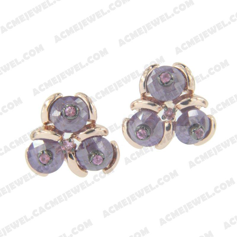 Earrings 925 sterling silver  2-tone Rose gold and black rhodium