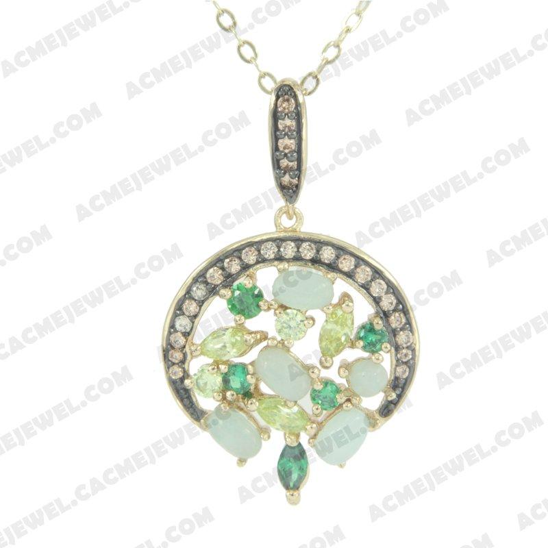 Pendants 925 Sterling Silver 2-tone Gold and black rhodium