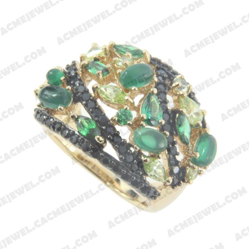 Rings 925 Sterling Silver 2-tone Gold and black rhodium