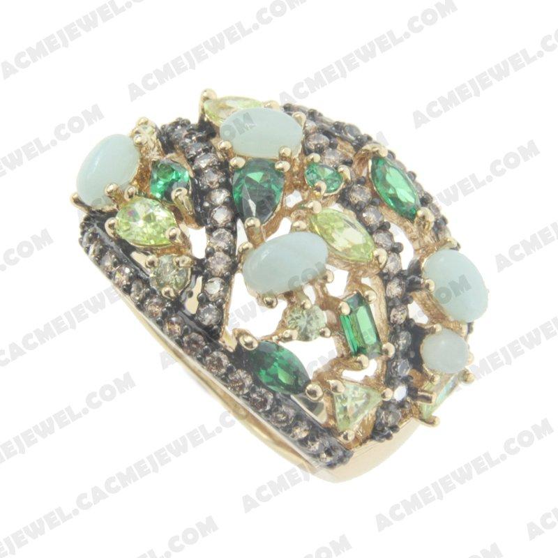 Rings 925 Sterling Silver 2-tone Gold and black rhodium