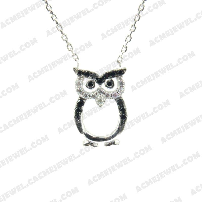 Necklace 925 Sterling Silver 2-tone Rhodium and black rhodium