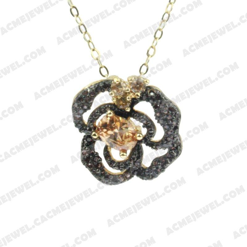 Pendants 925 Sterling Silver 2-tone Gold and black rhodium