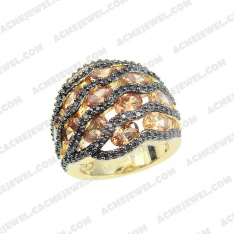 Rings 925 Sterling Silver 2-tone Gold and black rhodium