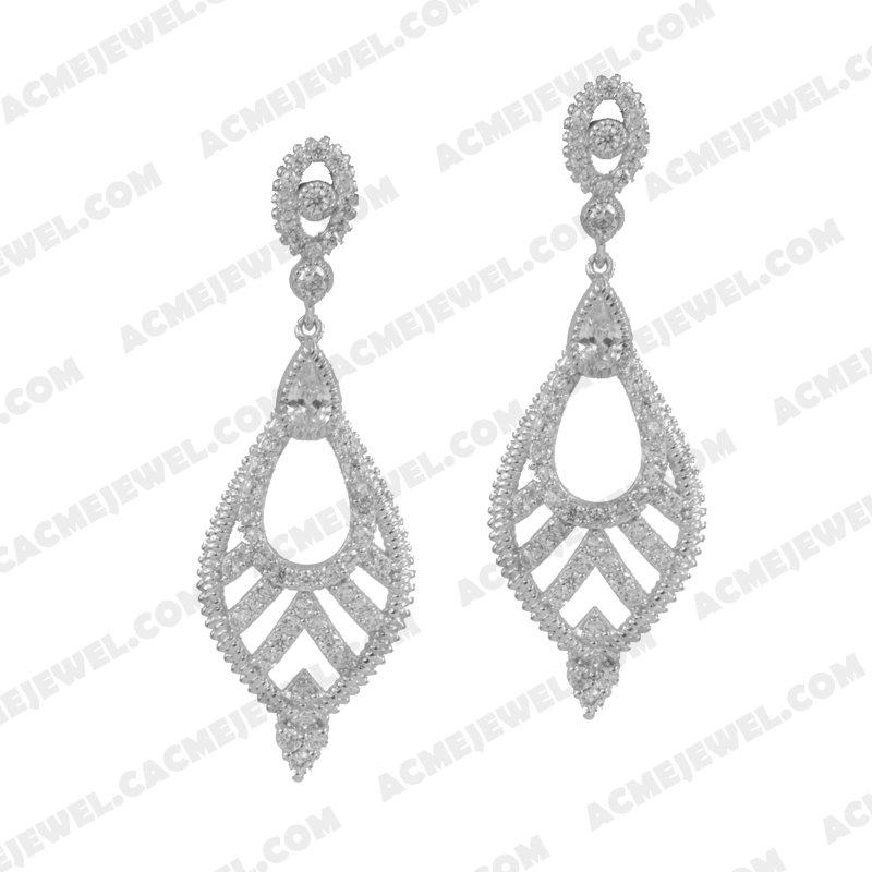 Earrings 925 sterling silver  White Rhodium 