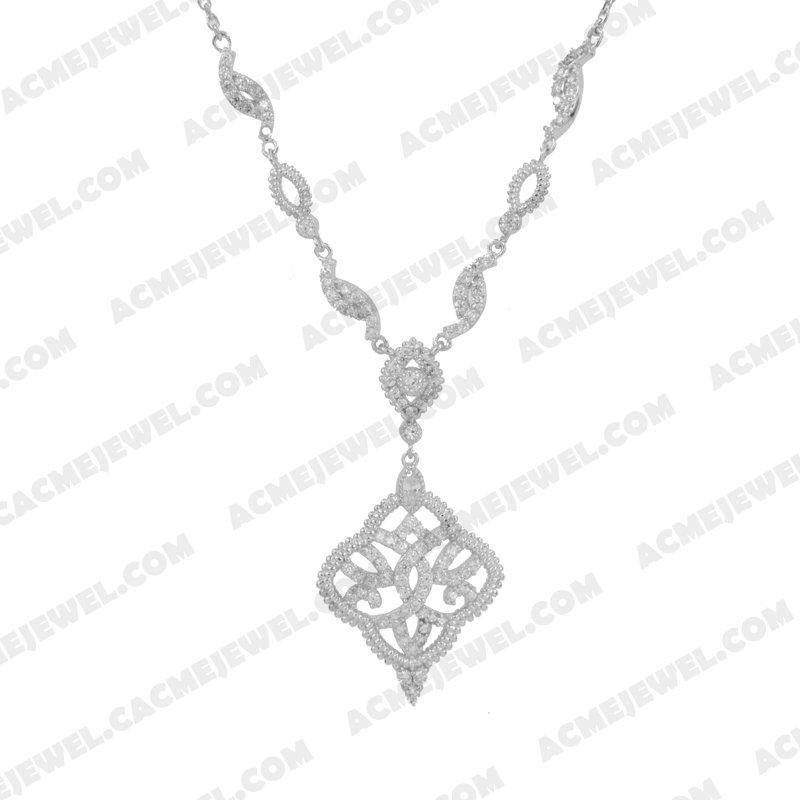 Necklace 925 sterling silver  White Rhodium 