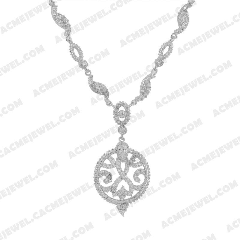 Necklace 925 sterling silver  White Rhodium 