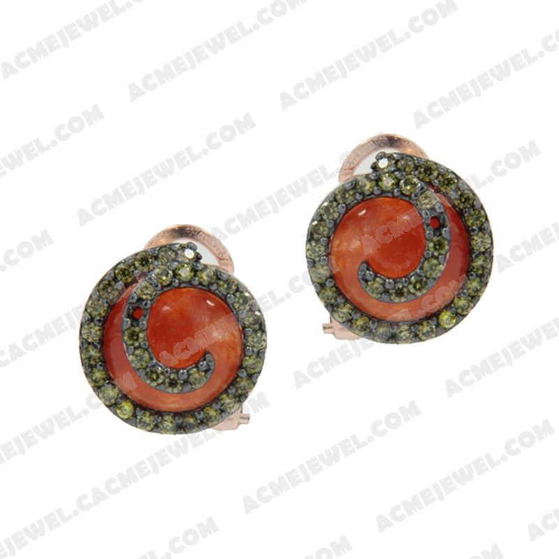 Earrings 925 Sterling Silver 2-tone Rose gold and black rhodium