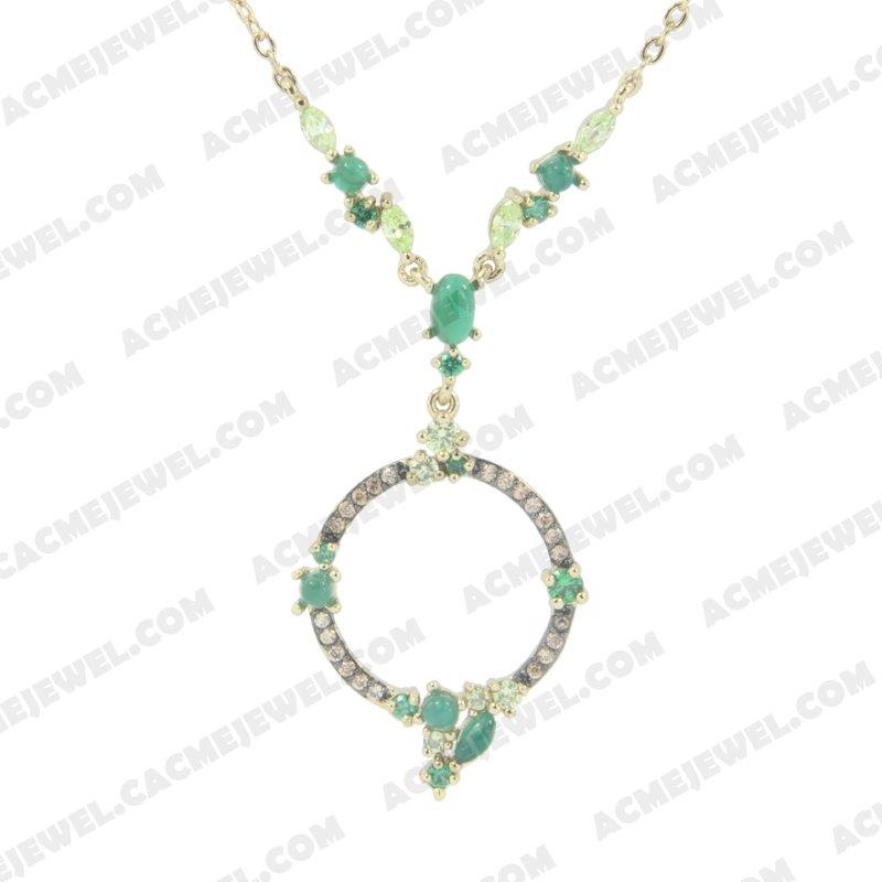 Necklace 925 Sterling Silver 2-tone Gold and black rhodium