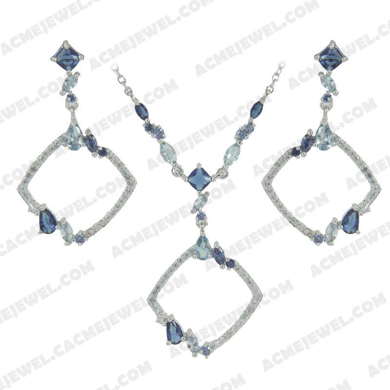 ﻿Jewellery Set 925 sterling silver   Rhodium 